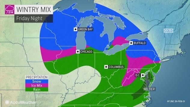 Wintry mix Fri night by AccuWeather